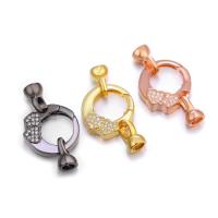 Brass Interlocking Clasp, plated, DIY & micro pave cubic zirconia, more colors for choice, nickel, lead & cadmium free, 32.50x17.50mm, Sold By PC