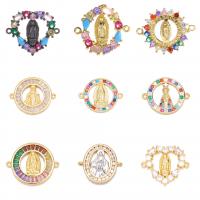 Cubic Zirconia Micro Pave Brass Connector, Virgin Mary, plated, DIY & different styles for choice & micro pave cubic zirconia, more colors for choice, nickel, lead & cadmium free, Sold By PC