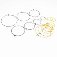 Stainless Steel Hoop Earring Component, 304 Stainless Steel, Round, Galvanic plating, fashion jewelry & DIY & Unisex & machine polishing & different size for choice, more colors for choice, 100PCs/Bag, Sold By Bag