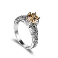 Cubic Zircon Brass Finger Ring platinum color plated fashion jewelry & Unisex & with cubic zirconia Champagne Sold By PC