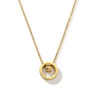 Titantium stali Naszyjnik, biżuteria moda & dla kobiety & z kamieniem, złoty, 13mm, długość około 15.75 cal, sprzedane przez PC