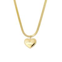 Titanium Steel Necklace with 1.97inch extender chain Heart gold color plated fashion jewelry & for woman golden 20mm Length Approx 15.75 Inch Sold By PC