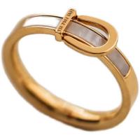 Titanium Steel Finger Ring, with Shell, 18K gold plated, fashion jewelry & different size for choice & for woman, golden, 7mm, Sold By PC