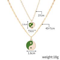 Zinklegierung Schmuck Halskette, plattiert, Modeschmuck & Tai Ji & für Frau & Emaille, keine, 14x16mm,16mm, Länge:ca. 17.72 ZollInch, verkauft von PC