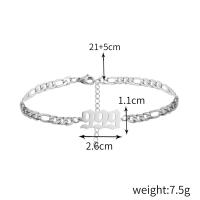 Stainless Steel Jewelry Bracelet 316 Stainless Steel with Titanium Steel with 1.97 inch extender chain Number silver color plated fashion jewelry & Unisex Length 8.27 Inch Sold By PC