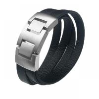 cuir PU bracelet, avec Acier inoxydable 304, Rond, Placage de couleur argentée, bijoux de mode & pour homme, plus de couleurs à choisir, 22mm, Longueur:24 cm, Vendu par PC