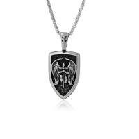 Stainless Steel Jewelry Necklace, 304 Stainless Steel, Shield, plated, different styles for choice & for man, silver-grey, 25x50mm, Length:60 cm, Sold By PC