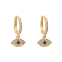 Brass Huggie Hoop Drop Earring gold color plated & micro pave cubic zirconia & for woman nickel lead & cadmium free Sold By Pair