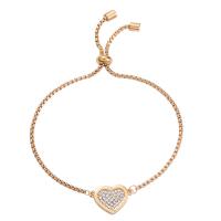Zinc Alloy Bracelet Heart plated adjustable & for woman & with rhinestone nickel lead & cadmium free Length Approx 6-9 Inch Sold By PC