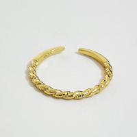 925 Sterling Silver Cuff Finger Ring, 18K gold plated, adjustable & for woman, US Ring Size:6, Sold By PC