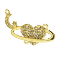Cubic Zirconia Micro Pave Brass Connector gold color plated micro pave cubic zirconia Approx 2mm Sold By PC