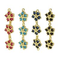 Cubic Zirconia Micro Pave Brass Connector Flower gold color plated micro pave cubic zirconia 42mm Approx 2mm Sold By PC