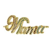 Brass Connector Alphabet Letter gold color plated micro pave cubic zirconia & hollow Approx 2mm Sold By PC