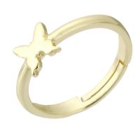 Brass Finger Ring, Butterfly, gold color plated, Adjustable, 3mm, Hole:Approx 2mm, US Ring Size:7, Sold By PC