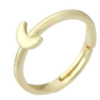 Brass δάχτυλο του δακτυλίου, Ορείχαλκος, Σελήνη, χρώμα επίχρυσο, Ρυθμιζόμενο, Τρύπα:Περίπου 2mm, Μέγεθος:7.5, Sold Με PC