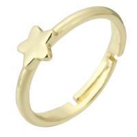 Brass δάχτυλο του δακτυλίου, Ορείχαλκος, Αστέρι, χρώμα επίχρυσο, Ρυθμιζόμενο, Τρύπα:Περίπου 2mm, Μέγεθος:6.5, Sold Με PC
