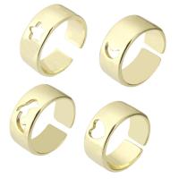 Mässing Cuff finger ring, Star, guldfärg pläterade, Justerbar & olika stilar för val & ihålig, Hål:Ca 2mm, Storlek:7.5, Säljs av PC