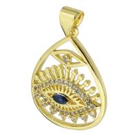 Cubic Zirconia Micro Pave Brass Pendant, Teardrop, gold color plated, micro pave cubic zirconia & hollow, 18x24x5mm, Hole:Approx 2mm, Sold By PC