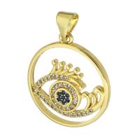 Cubic Zirconia Micro Pave Brass Pendant, Flat Round, gold color plated, micro pave cubic zirconia & hollow, 20x22x3mm, Hole:Approx 2mm, Sold By PC