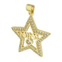 Brass Pendant, Star, gold color plated, micro pave cubic zirconia & hollow, 23x25.50x3mm, Hole:Approx 3mm, Sold By PC