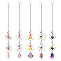 Hanging Ornaments, Crystal, with Iron, polished, mixed colors, 200-450mm, Sold By PC