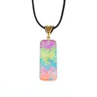 Resin Necklace with leather cord & Zinc Alloy zinc alloy lobster clasp Unisex & luminated mixed colors Length Approx 45 cm Sold By PC