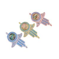 Cubic Zirconia Micro Pave Brass Connector with Abalone Shell Hand plated micro pave cubic zirconia Sold By PC