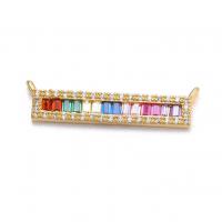 Cubic Zirconia Micro Pave Brass Connector, micro pave cubic zirconia, mixed colors, 27x5.20mm, Sold By PC