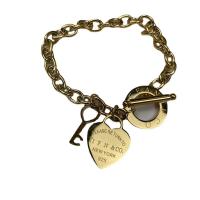 Titanstahl Armband, Titan Stahl Knebelverschluss, plattiert, für Frau, goldfarben, Länge:ca. 21 cm, verkauft von PC