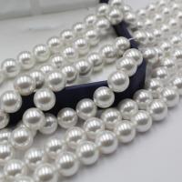 Muschelkern Perle, plattiert, DIY, weiß, verkauft per ca. 38 cm Strang