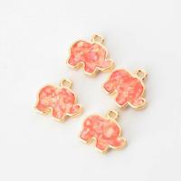 Zinc Alloy Pendant with Gemstone Elephant plated  pink Sold By Bag