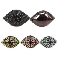 رابط مجوهرات النحاس, مع الاسبنيل, عين, مع حجر الراين, المزيد من الألوان للاختيار, 10x15mm, تباع بواسطة PC