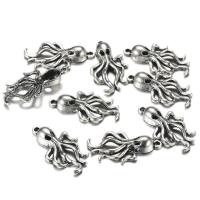 Tibetan Style Animal Pendants, Octopus, plated, silver color, 31x17.50mm, 50PCs/Bag, Sold By Bag