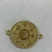 Zircon cubique Micro Pave laiton Connecteur, Rond, Placage de couleur d'or, bijoux de mode & DIY & pavé de micro zircon, doré, 10PC/lot, Vendu par lot
