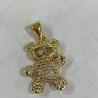 Cubic Zirconia Micro Pave Brass Pendant Bear gold color plated fashion jewelry & DIY & micro pave cubic zirconia golden Sold By Lot