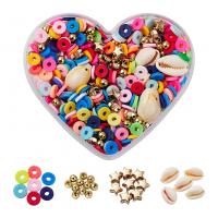 DIY Jewelry Supplies, Polymer Clay, with Shell & Copper Coated Plastic, fashion jewelry, mixed colors, 78.50x67x18mm, Hole:Approx 2.5mm, 52.37PCs/Box, Sold By Box