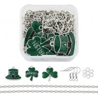Zink Alloy mode smycken & DIY & emalj, grön, 45x45x21mm, 31PC/Box, Säljs av Box