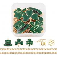 liga de zinco cromado de cor dourada, joias de moda & DIY & esmalte, verde, 45x45x21mm, 31PCs/box, vendido por box