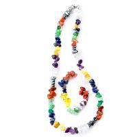 Gemstone smykker sæt, armbånd & halskæde, Natursten, for kvinde, blandede farver, 5-8mm, Længde Ca. 45 cm, Ca. 18 cm, Solgt af sæt