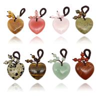 Gemstone Pendants Jewelry, Natural Stone, Heart, polished, different materials for choice & Unisex, more colors for choice, 30x30mm, Sold By PC