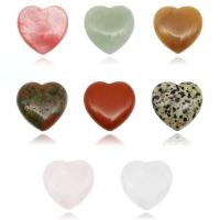 Смешанные Бусины Gemstone, Природный камень, Сердце, полированный, DIY & различные материалы для выбора & нет отверстия, Много цветов для выбора, 30x30x12mm, продается PC