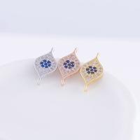 Cubic Zirconia Micro Pave Brass Connector Evil Eye plated DIY & micro pave cubic zirconia nickel lead & cadmium free Sold By PC
