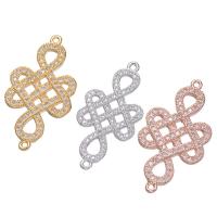 Cubic Zirconia Micro Pave Brass Connector Chinese Knot plated DIY & micro pave cubic zirconia nickel lead & cadmium free Sold By PC