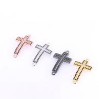 Cubic Zirconia Micro Pave Brass Connector Cross plated DIY & micro pave cubic zirconia nickel lead & cadmium free Sold By PC
