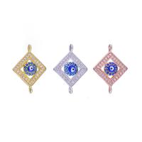 Cubic Zirconia Micro Pave Brass Connector Evil Eye plated DIY & micro pave cubic zirconia & enamel nickel lead & cadmium free Sold By PC