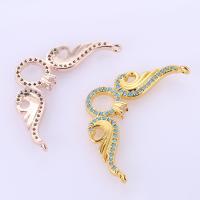 Cubic Zirconia Micro Pave Brass Connector Angel Wing plated DIY & micro pave cubic zirconia nickel lead & cadmium free Sold By PC