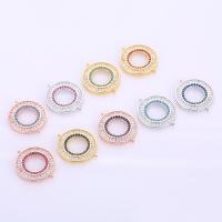 Cubic Zirconia Micro Pave Brass Connector Round plated DIY & micro pave cubic zirconia nickel lead & cadmium free Sold By PC
