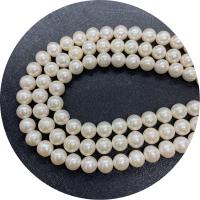 Runde ferskvandskulturperle Beads, Ferskvandsperle, poleret, du kan DIY & forskellig størrelse for valg, hvid, Solgt Per Ca. 14.96 inch Strand