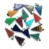 Bijoux Pendentifs en pierres gemmes, pierre gemme, avec laiton, triangle, Placage de couleur argentée, différents matériaux pour le choix, plus de couleurs à choisir, 15x24mm, Vendu par PC