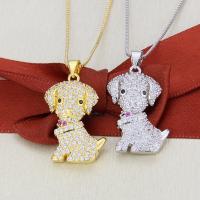Cubic Zircon Micro Pave Brass Necklace Dog plated fashion jewelry & Unisex & micro pave cubic zirconia nickel lead & cadmium free Sold Per Approx 19.69 Inch Strand